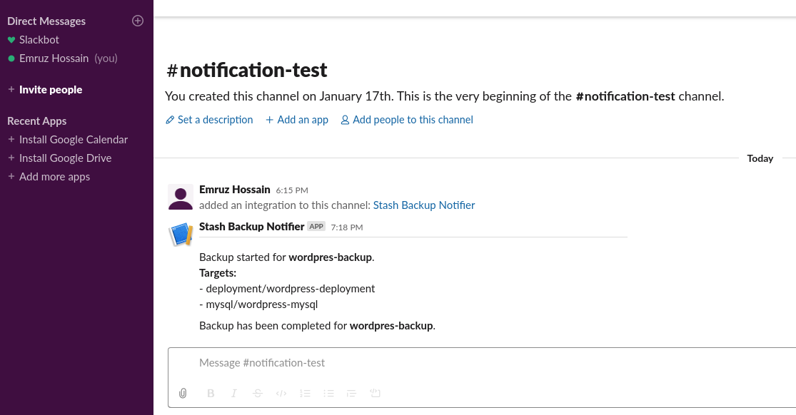 Backup Notification